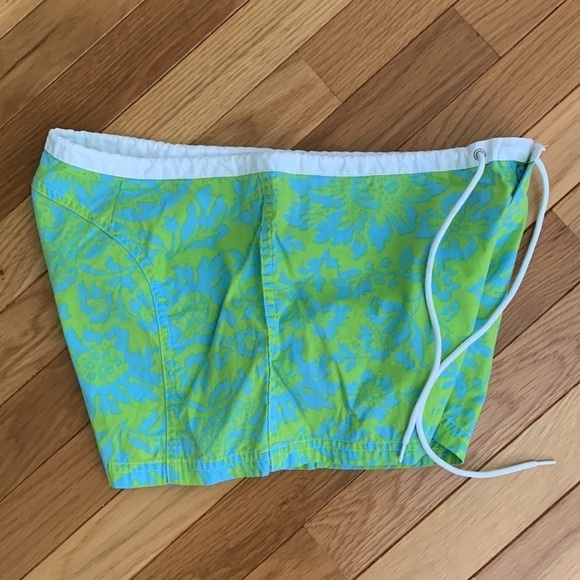 J. Crew Drawstring Pull-On Multicolor Neon Blue/ Neon Green Water/Swim Shorts - Picture 6 of 7
